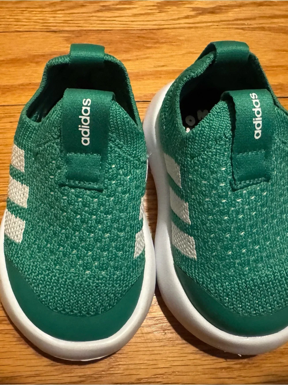 adidas Kids Slip-On Knit Sneakers Green & White